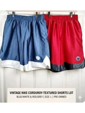 Vintage Y2K Nike Basketball Shorts Corduroy White Stripe Black Cuff | Men's L